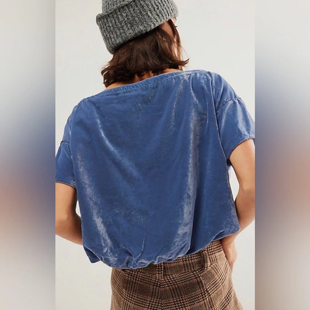 30. NWOT Free People Cloud 9 Velvet Top - Picture 4 of 5